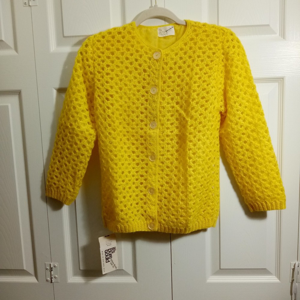 Vintage Sidney Gould Yellow 50% mohair/50% Creslan Knit Sweater